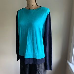 The Limited colorblock blue green sweater XL